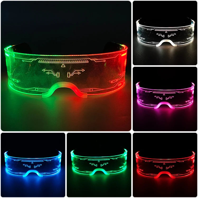 LED Luminous Visor Glasses – Futuristic Neon Rave & Festival Light Up Eyewear