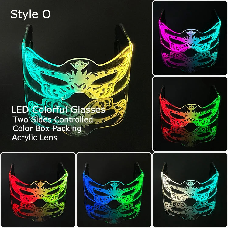 LED Luminous Visor Glasses – Futuristic Neon Rave & Festival Light Up Eyewear