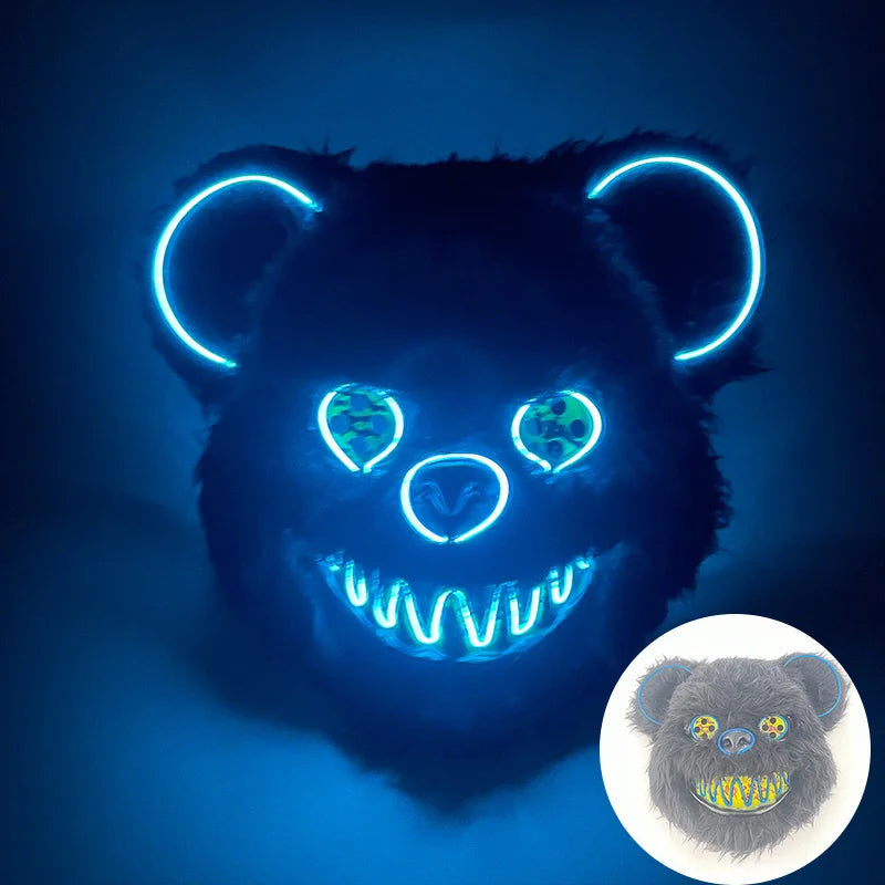 LED Glowing Horror Animal Mask – Light Up Bear & Rabbit Cosplay Festival Mask