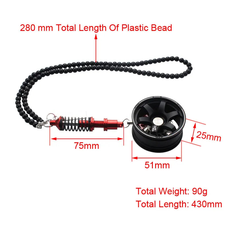 Racing Style Wheel Pendant with Shock Absorber – Auto Mirror Hanging Ornament