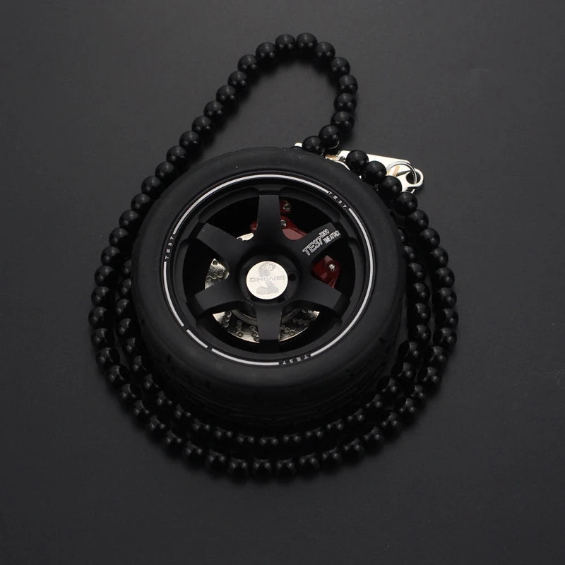 Racing Style Wheel Pendant with Shock Absorber – Auto Mirror Hanging Ornament