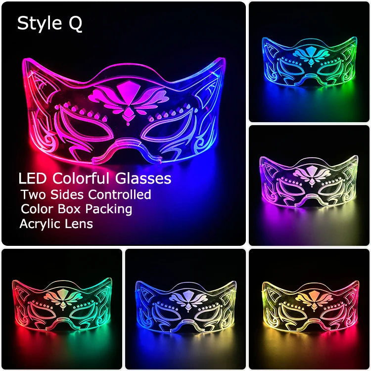 LED Luminous Visor Glasses – Futuristic Neon Rave & Festival Light Up Eyewear