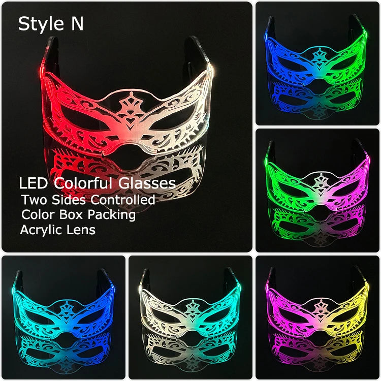 LED Luminous Visor Glasses – Futuristic Neon Rave & Festival Light Up Eyewear