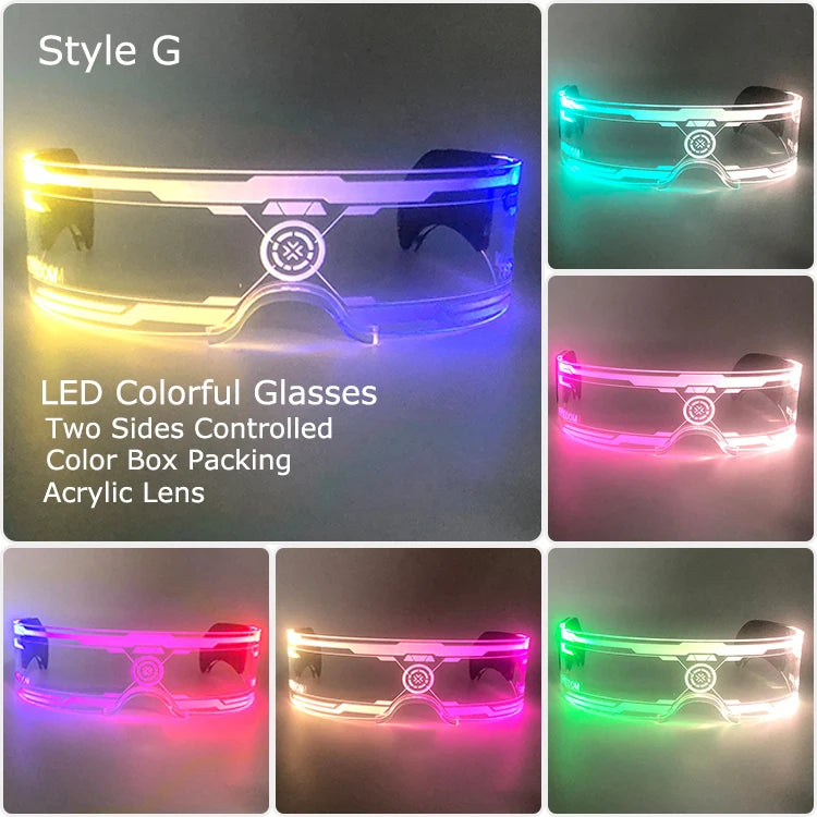 LED Luminous Visor Glasses – Futuristic Neon Rave & Festival Light Up Eyewear
