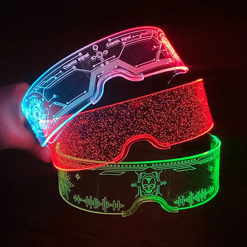 LED Luminous Visor Glasses – Futuristic Neon Rave & Festival Light Up Eyewear