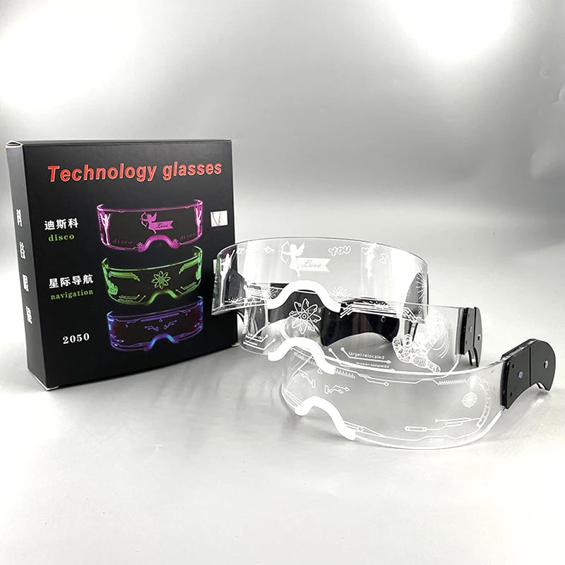 LED Luminous Visor Glasses – Futuristic Neon Rave & Festival Light Up Eyewear