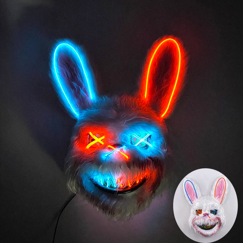 LED Glowing Horror Animal Mask – Light Up Bear & Rabbit Cosplay Festival Mask