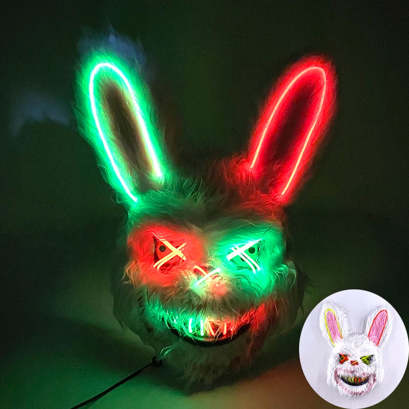 LED Glowing Horror Animal Mask – Light Up Bear & Rabbit Cosplay Festival Mask
