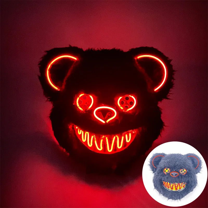 LED Glowing Horror Animal Mask – Light Up Bear & Rabbit Cosplay Festival Mask