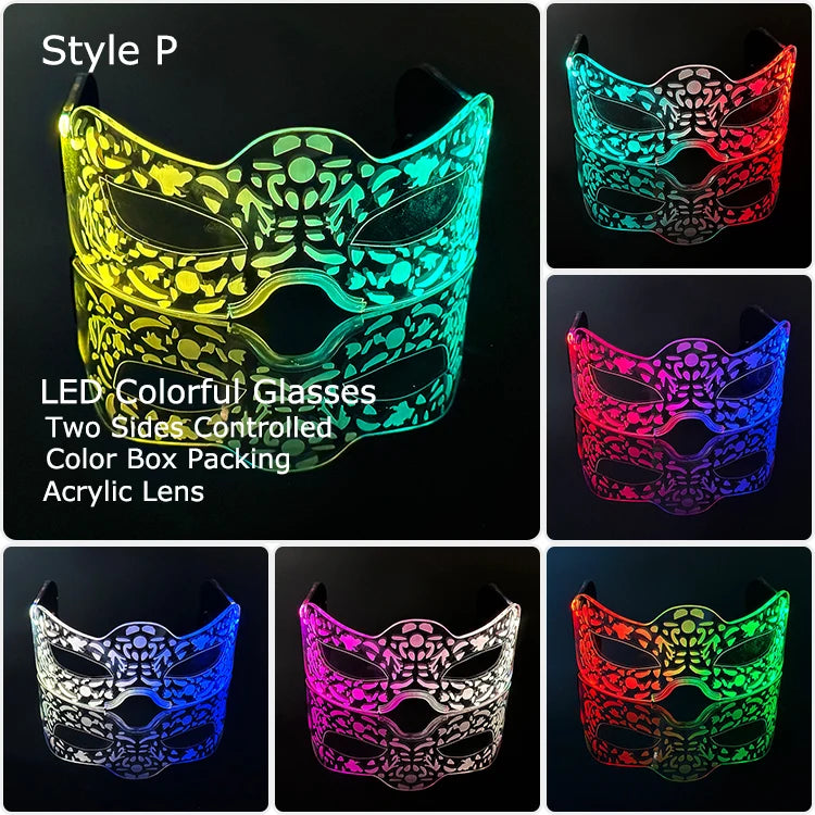 LED Luminous Visor Glasses – Futuristic Neon Rave & Festival Light Up Eyewear