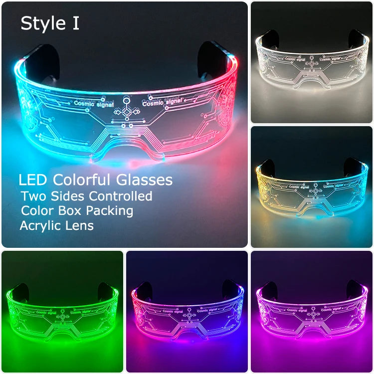 LED Luminous Visor Glasses – Futuristic Neon Rave & Festival Light Up Eyewear