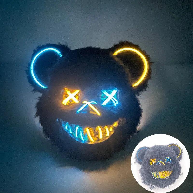 LED Glowing Horror Animal Mask – Light Up Bear & Rabbit Cosplay Festival Mask