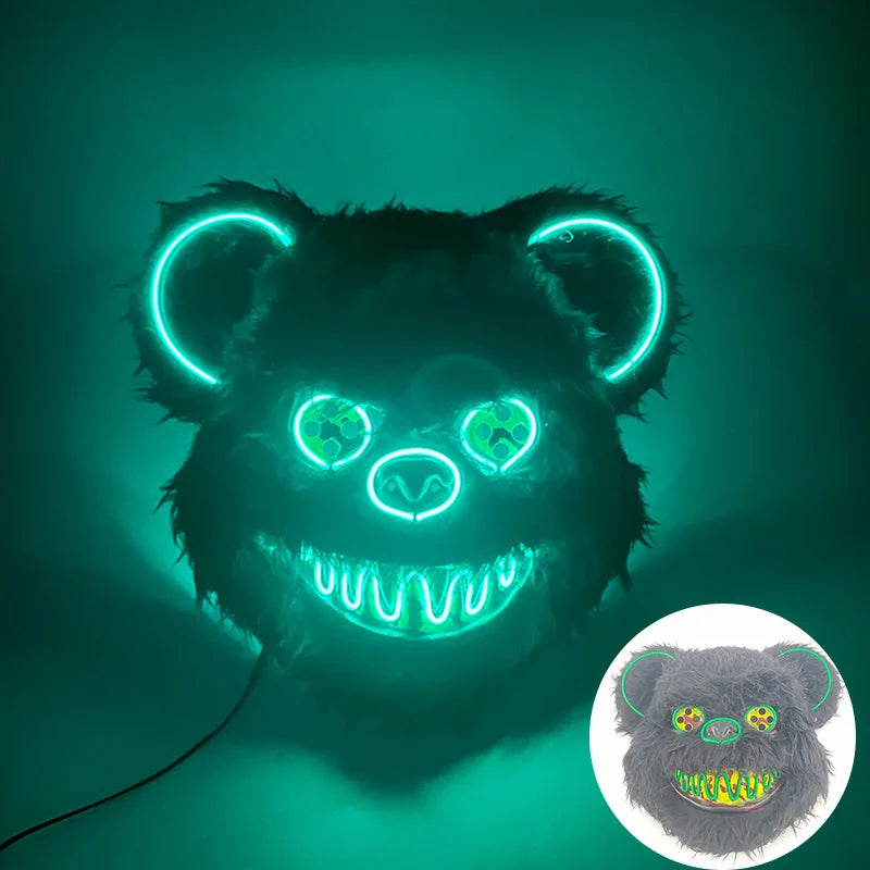 LED Glowing Horror Animal Mask – Light Up Bear & Rabbit Cosplay Festival Mask