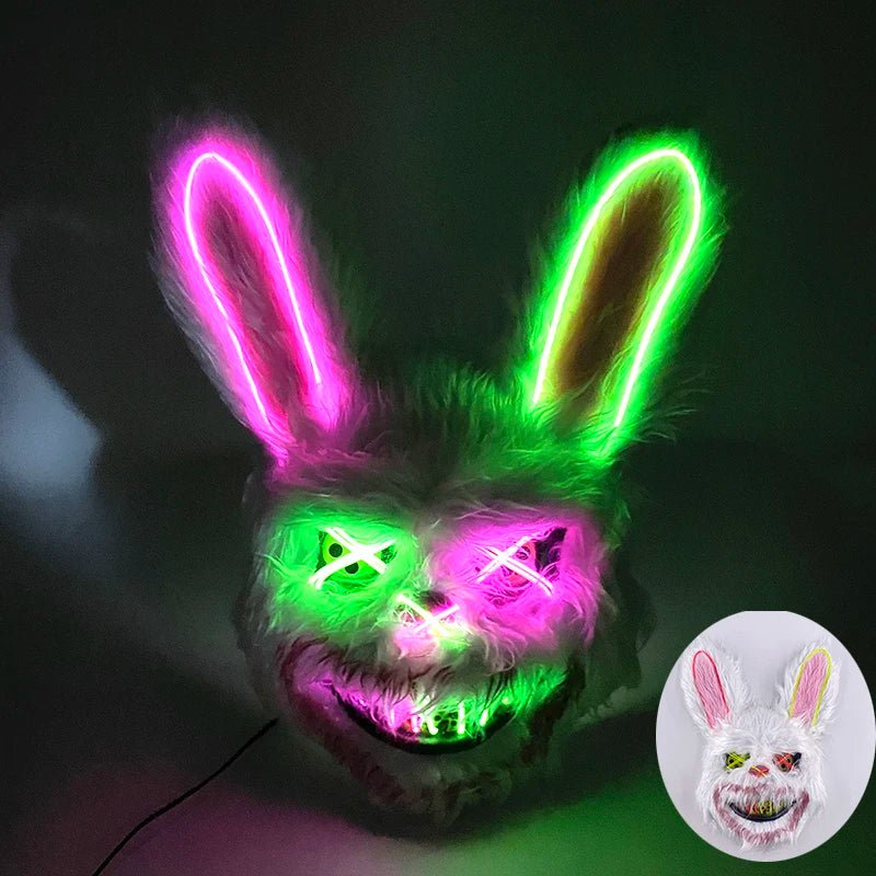 LED Glowing Horror Animal Mask – Light Up Bear & Rabbit Cosplay Festival Mask
