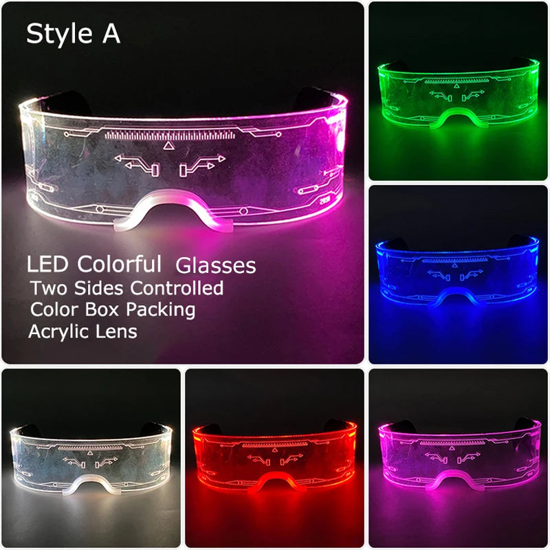 LED Luminous Visor Glasses – Futuristic Neon Rave & Festival Light Up Eyewear