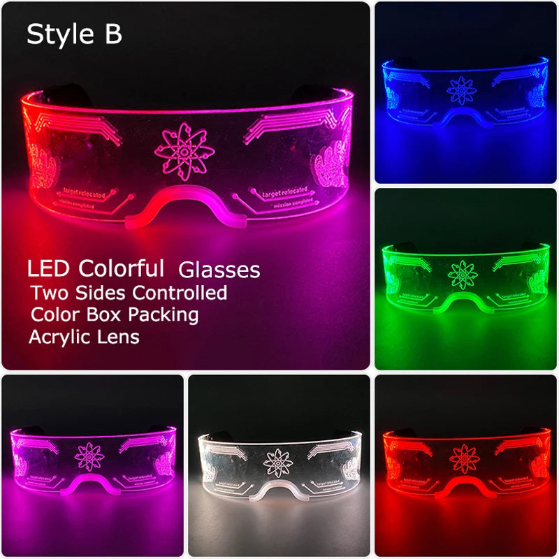 LED Luminous Visor Glasses – Futuristic Neon Rave & Festival Light Up Eyewear