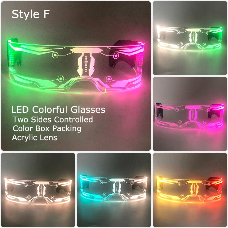 LED Luminous Visor Glasses – Futuristic Neon Rave & Festival Light Up Eyewear