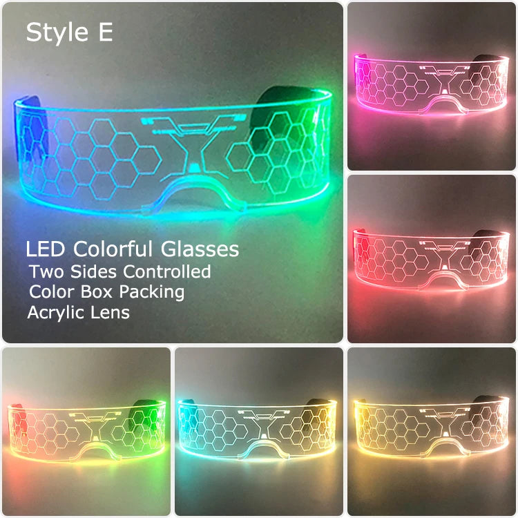 LED Luminous Visor Glasses – Futuristic Neon Rave & Festival Light Up Eyewear