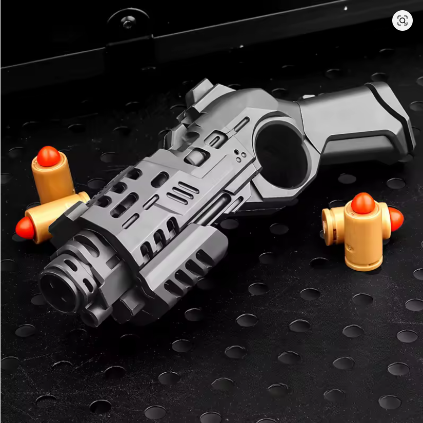 Soft Bullet Toy Gun with Shell Ejection | Mechanical Decompression Fidget Toy & Clicker Blaster