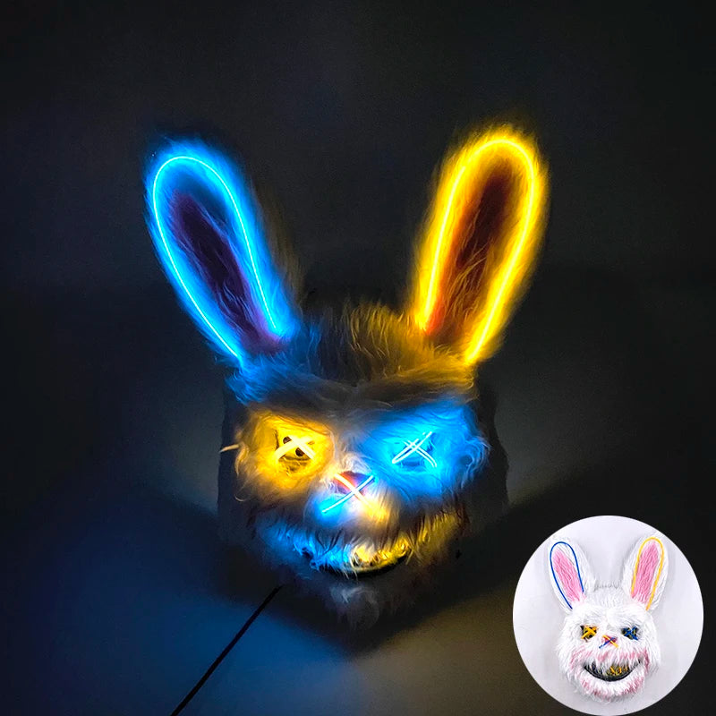LED Glowing Horror Animal Mask – Light Up Bear & Rabbit Cosplay Festival Mask