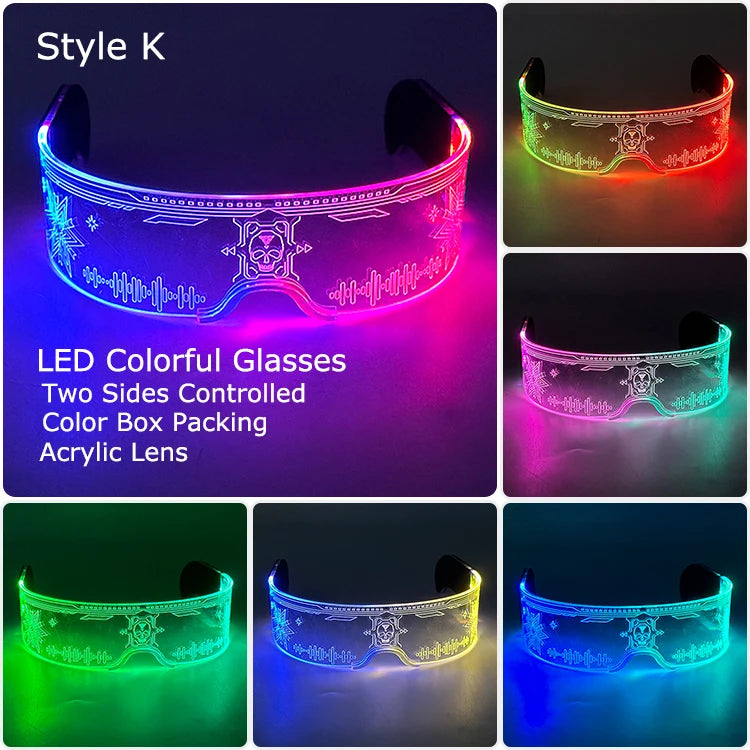 LED Luminous Visor Glasses – Futuristic Neon Rave & Festival Light Up Eyewear