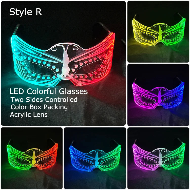 LED Luminous Visor Glasses – Futuristic Neon Rave & Festival Light Up Eyewear