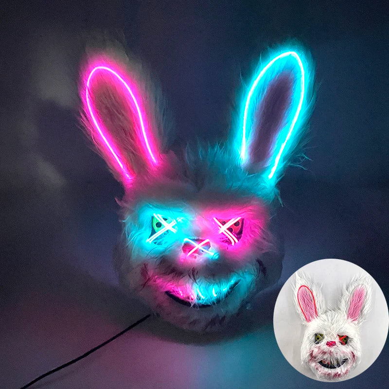 LED Glowing Horror Animal Mask – Light Up Bear & Rabbit Cosplay Festival Mask