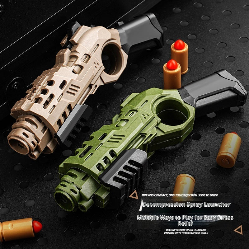 Soft Bullet Toy Gun with Shell Ejection | Mechanical Decompression Fidget Toy & Clicker Blaster